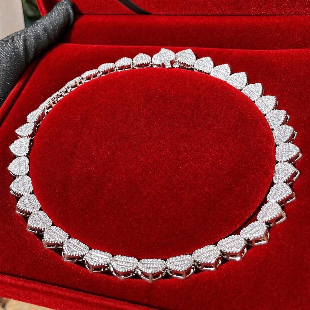Baguette Heart Tennis Necklace 241 B